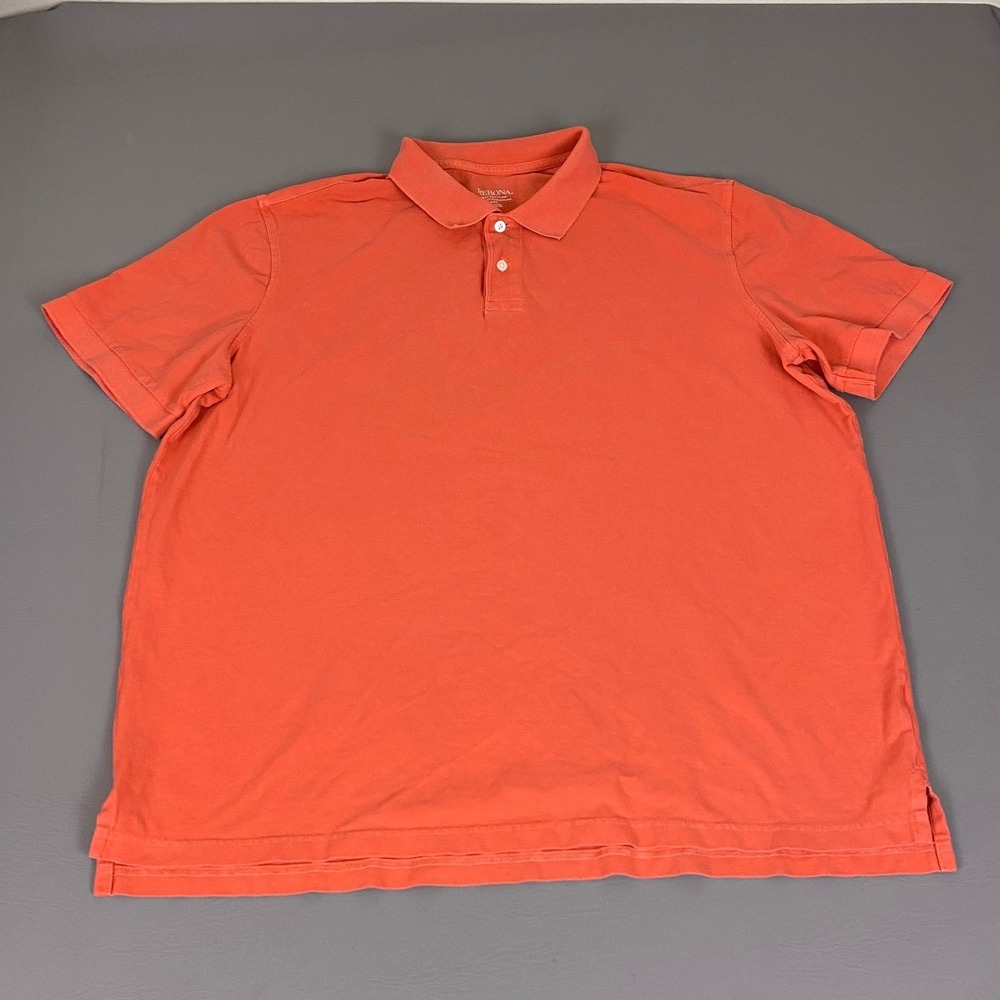 Merona Ultimate Polo Shirt Mens XXL Orange Short Sleeve 100% Cotton Solid Casual
